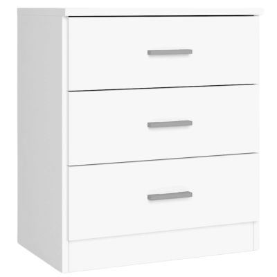Miroytengo Mesita Noche, Mesilla de Noche, Mueble de Almacenamiento 3 Cajones Couple Dormitorio Blanco Mate 50x58x33 cm