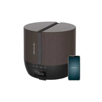 Cecotec Difusor de aromas PureAroma 550 Connected Black Woody. Capacidad 500ml, Pantalla LED, Altavoz, Control por bluetooth