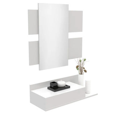 DORMIDAN- Recibidor con Espejo MOD2, Mueble de Entrada, cajón y balda en Dos Alturas