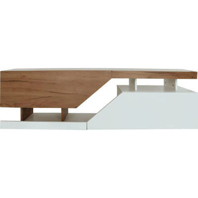 Habitat y Jardin - Mueble para TV "Ceelias" - 160 x 35 x 46 cm - Blanco/Marrón oscuro