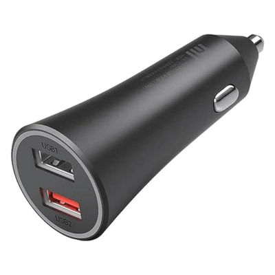 Xiaomi Mi 37W Dual-Port Car Charger Cargador de Coche con Doble Entrada 2x USB (2A, 3A) | Indicador LED | Carga Rápida para Smartphone, Tablet, iPad, Cámara - GDS4147GL