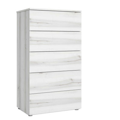 Miroytengo Sinfonier Cómoda 5 Cajones Mueble Cajonera Cómoda Alta Lyon Blanco Albo 62x111 cm