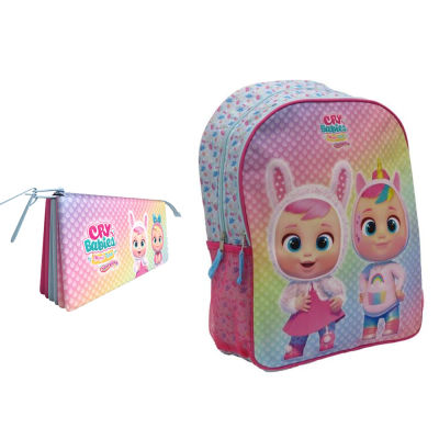 Mochila 41cm adaptable a carro Con Portatodo Triple de Cry Babies Bebes Llorones,color rosa,para niñas