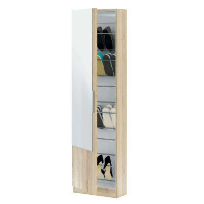 Miroytengo Mueble zapatero 1 puerta con espejo en roble canadian para entrada o vestidor 180x50x22