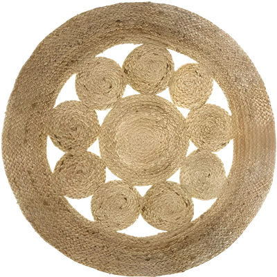 Atmosphera Alfombra de Yute Calada Natural para Decoración de Interiores 80cm