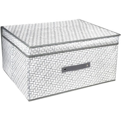 Caja Organizadora de 30x28x15cm - Estampado tejido de mimbre - PlusCalidad