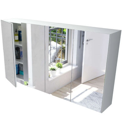 Miroytengo Pack de 2 armarios de baño con espejo aseo color blanco brillo estilo moderno mueble 120x65x21 cm