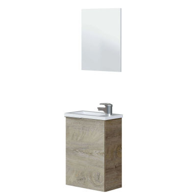 Mueble de Baño 40 cm Compact con Espejo y Lavabo Roble Alaska