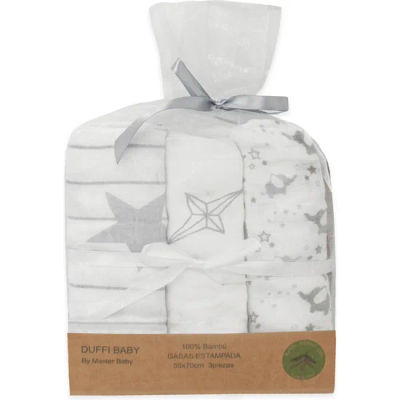 DUFFI BABY - MUSELINAS ESTAMPADAS 100% BAMBÚ (3 PIEZAS) 55X70 CM - Muselinas Suaves con Cada Lavado Para Bebés - Muselinas Duraderas y Resistentes Para Bebé - Muselinas Estampados Libres de Tóxicos