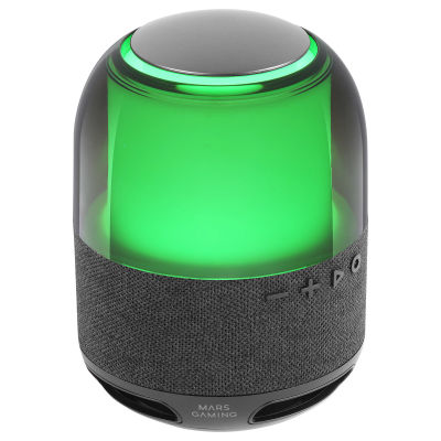 Mars Gaming MS-FLOW, Altavoz Portátil Bluetooth 15W, Iluminación Orbilight RGB 360°, Sonido Potente con Driver DeepBass 57mm, Altavoz Gaming Compacto con Bluetooth 5.3 y MicroSD, Altavoz en Negro,
