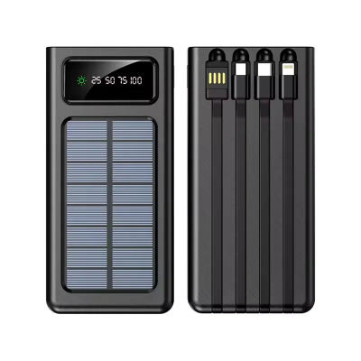 Cargador portátil Solar Power Bank 12000Mah/20000Mah Gran Capacidad Incorporado 5 Salidas y 3 entradas Cable y Linterna Compatible con Todos los teléfonos Inteligentes y Dispositivos USB