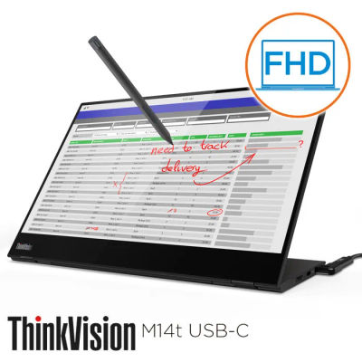 Monitor 14 usb-c displayport lenovo m14t tactil fhd 1920x1080 monitor portable incluye stylus pen