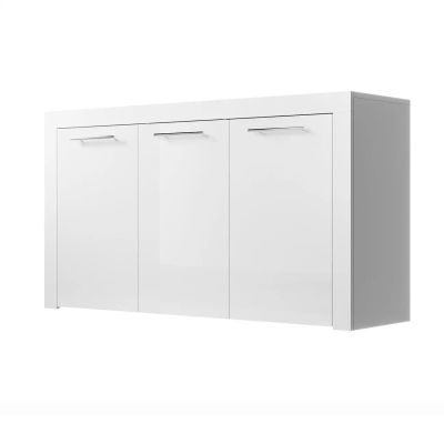 MB Muebles Bonitos - Aparador de salón, 144x80x42cm, Blanco y Gris Brillo, 3 puertas, Modelo Nelia