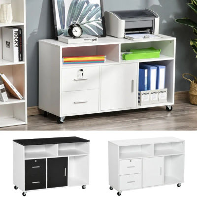 HOMCOM Mueble Archivador de Oficina con Ruedas Cajones y Estantes 100x35x65 cm