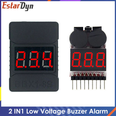 Probador de voltaje de batería Lipo 1-8S BBX1-8S 2 en 1/alarma de zumbador de bajo voltaje/comprobador de voltaje de batería altavoces duales para Lipo/Li-ion