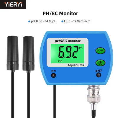 Medidor de PH y EC Profesional 2 en 1 para Acuario, Monitor de Calidad del Agua Multiparamétrico, Monitor de PH/EC en Línea, Acidómetro