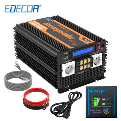 EDECOA UPS Inversor 3500w Cargador DC 12V AC 220V 230V Convertidor de potencia fuera de la red Inversor de onda sinusoidal pura