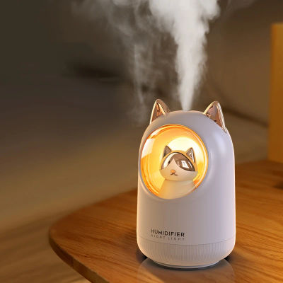Lovely Kitty-Humidificador de aire USB para coche, difusor de aromaterapia portátil, nebulizador con luz nocturna romántica, 300ml