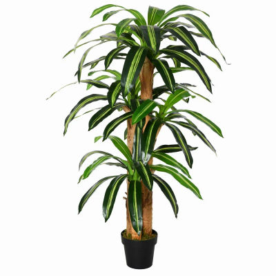 Outsunny Planta Artificial Decorativa Dracaena con Maceta Árbol Sintético para Jardín Oficina Salón Ø20x160 cm Verde