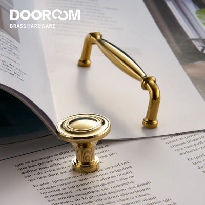 Dooroom-manijas de latón para muebles, tiradores de lujo, estilo europeo, dorado, cromado, para armario, aparador, cajón, vinoteca