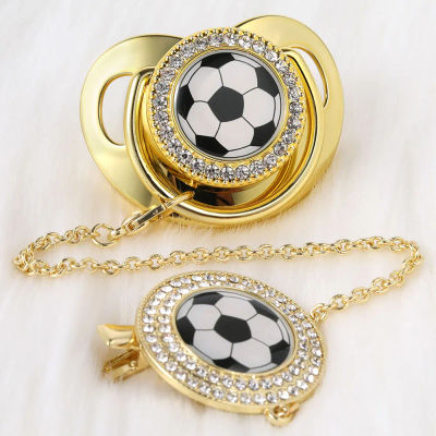 Chupetes de lujo chupete personalizado tetinas para bebé chupetes para bebes Chupete de bebé con Clip, para fútbol, venta transfronteriza