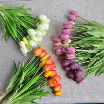 5 uds/ramo nueva flor Artificial de tulipán de silicona 40cm planta falsa de tacto Real B para decoración de boda accesorios de Garen para el hogar
