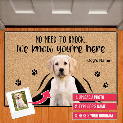 Alfombra de bienvenida personalizada para perro, felpudo personalizado con foto de mascota, alfombrillas para pasillo, puerta, alfombra, accesorio de decoración para el hogar