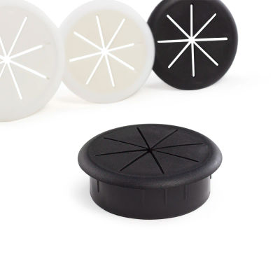 Pasacables flexible de goma de 2 pulgadas, negro y blanco, para cubrir orificios en escritorios, mesas y muebles, organizador de cables