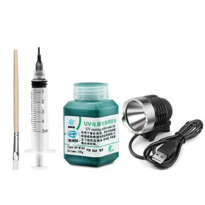 Lámpara de curado UV, máscara de soldadura, pintura al óleo verde, previene el arco corrosivo para placa de circuito de teléfono, herramienta de reparación de PCB con aguja de cepillo