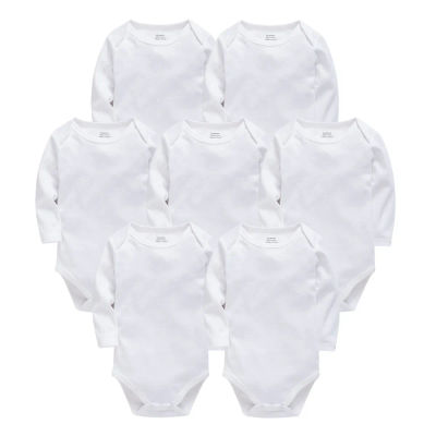 Ropa de bebé Blanco sólido, Body de algodón de manga larga para bebés y niños, mono para recién nacidos de 0 a 24 meses