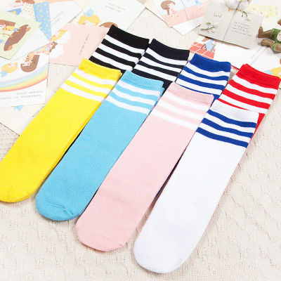 Calcetines hasta la rodilla para niños y niñas, con rayas de fútbol, deportivos, estilo clásico, blancos, para skate, para niños, bebés, largos, para animar.