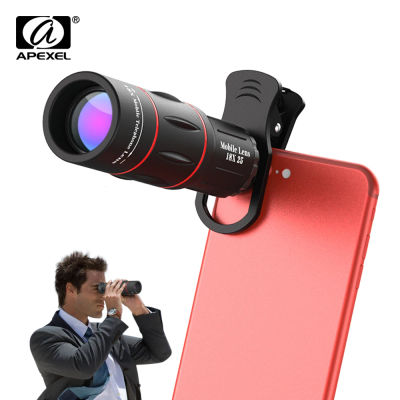 APEXEL Universal 18x25 Monocular Zoom HD Lente óptica para teléfono celular Observación Encuesta 18X teleobjetivo con trípode para teléfono inteligente