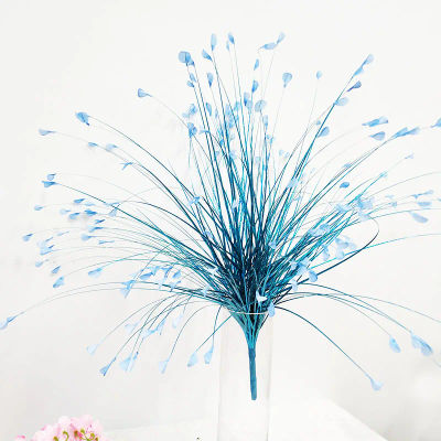 Flor de caña dorada, plateada, blanca, hierba de pavo real, planta Artificial falsa, camino de boda, decoración de plomo, arreglo de pared de flores, diseño de accesorios