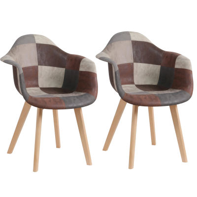 Sillas de comedor nórdicas modernas, sillón de tela de retales, silla de lujo, taburete de ordenador de ocio, diseño de muebles de sala de estar, 2 piezas por juego