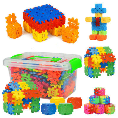 88 Uds. Conjunto de bloques de construcción de cubo con letras digitales DIY ladrillos creativos con caja de almacenamiento juguetes de educación temprana para bebés para niños