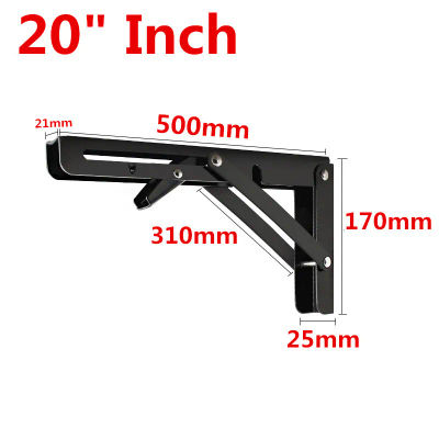 Soporte de ángulo plegable triangular para muebles, soporte pesado ajustable montado en la pared, mesa de banco, estante, color negro, 2 uds.