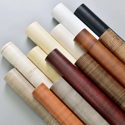 Vinilo a rayas de madera DIY autoadhesivo impermeable papel tapiz de PVC gabinetes de renovación muebles pegatina de pared decoración del hogar papeles adhesivos