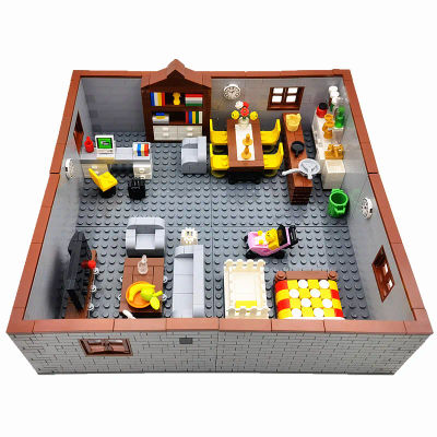 Bloques de construcción de Casa de ciudad para niños y niñas, juguete de ladrillos MOC para regalo, dormitorio, sala de estar, modelo de muebles