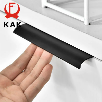 KAK-tiradores ocultos de aleación de Zinc para armario, pomos para cajón, puerta de dormitorio, herrajes para muebles, color negro y plateado