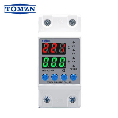 TOMZN Din Rail 110V 230V AC ajustable sobre bajo voltaje dispositivo protector relé Monitor límite de corriente 40A 63A 80A