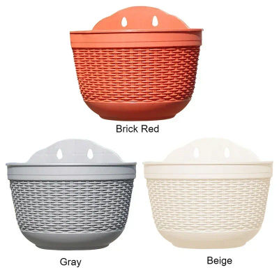Maceta creativa tejida de ratán de imitación, maceta para jardín, maceta para colgar en la pared, maceta para plantar plantas, cesta para patio y balcón
