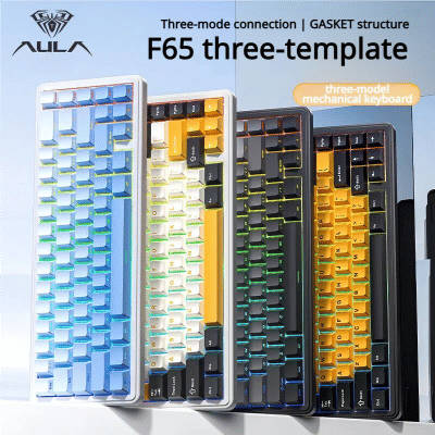 Teclado mecánico AULA F65 de tres modos, conexión inalámbrica/Bluetooth/con cable personalizada, tecla completa, intercambiable en caliente, para juegos de oficina y deportes