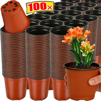 100/20 Piezas Macetas de Plástico de Dos Colores para Semilleros, Macetas para Plantas, Flores y Plántulas, Caja de Cultivo, Macetas para Jardín y Hogar