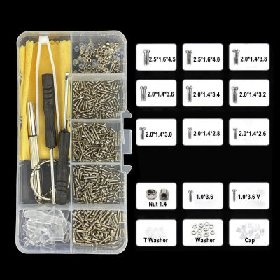 Kit de Reparación de Gafas y Lentes de Sol, 500 Piezas, con Tornillos, Almohadillas Nasales, Destornillador, Tuercas y Piezas Ópticas Variadas