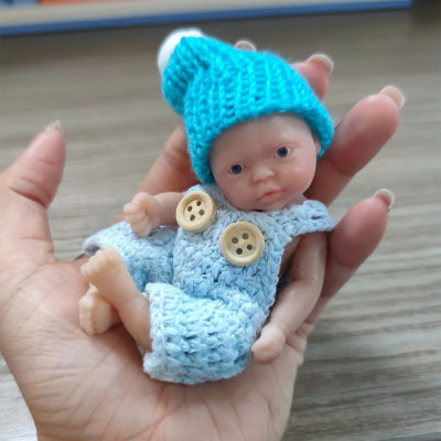 Muñecas Reborn para dormir, cuerpo completo de silicona para niño, bebés en miniatura de 4,5 pulgadas con ropa azul, accesorios para regalo de Navidad para niños
