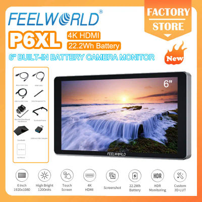 FEELWORLD P6XL Monitor de campo de cámara de 6 pulgadas Caja de aluminio Batería incorporada 4K HDMI Alto brillo 1200nit