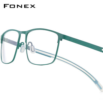 Montura de gafas de titanio FONEX para hombre, montura de gafas cuadradas de diseño de marca, gafas de silicona japonesas de alta gama ultraligeras 8521