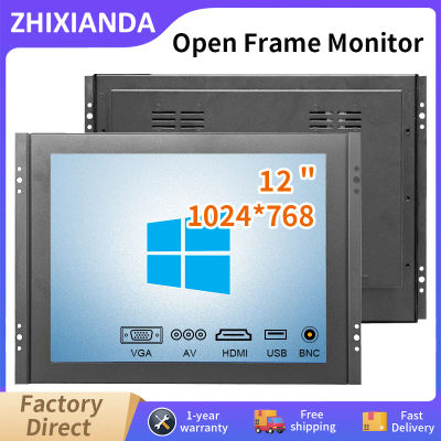 Monitor de marco abierto de 12 pulgadas 1024x768 pantalla táctil capacitiva resistiva integrada Industrial pantalla LCD con BNC AV HDMI USB