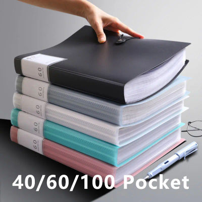 Carpeta de Papel para Exhibición A4, Organizador de Documentos con 40/60/100 Bolsillos y Cierre a Presión, Material de Oficina y Escolar