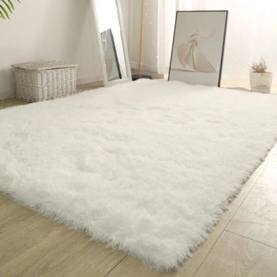 Alfombra blanca y esponjosa para sala de estar, alfombrillas grandes para decoración del hogar, antideslizantes y gruesas, para habitación de niños y niñas, color rosa